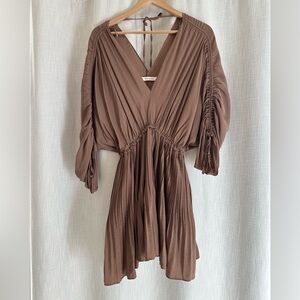 Mustard Seed Mocha V-Neck Dress
